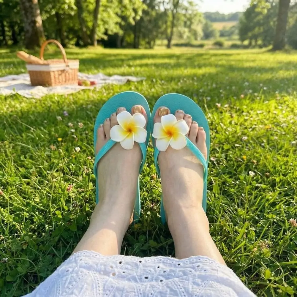 Cute Summer Flower Slipper Polka Dot Beach Flower Flip Flops Out Wear Elegant Ladies Slippers Beach