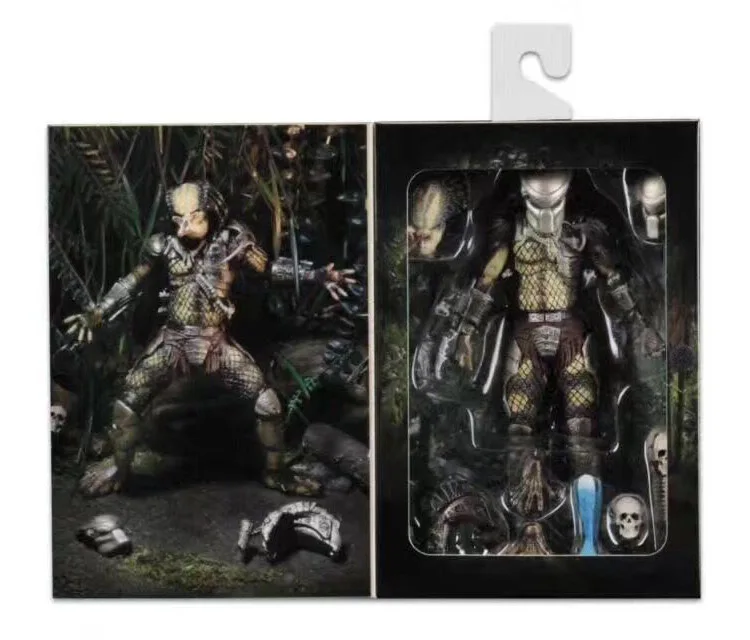 

18CM Aliens Vs Predator Jungle Demon Predator Hunter Unmasked Masked Action Figure Model Toys Desktop Decoration Gift