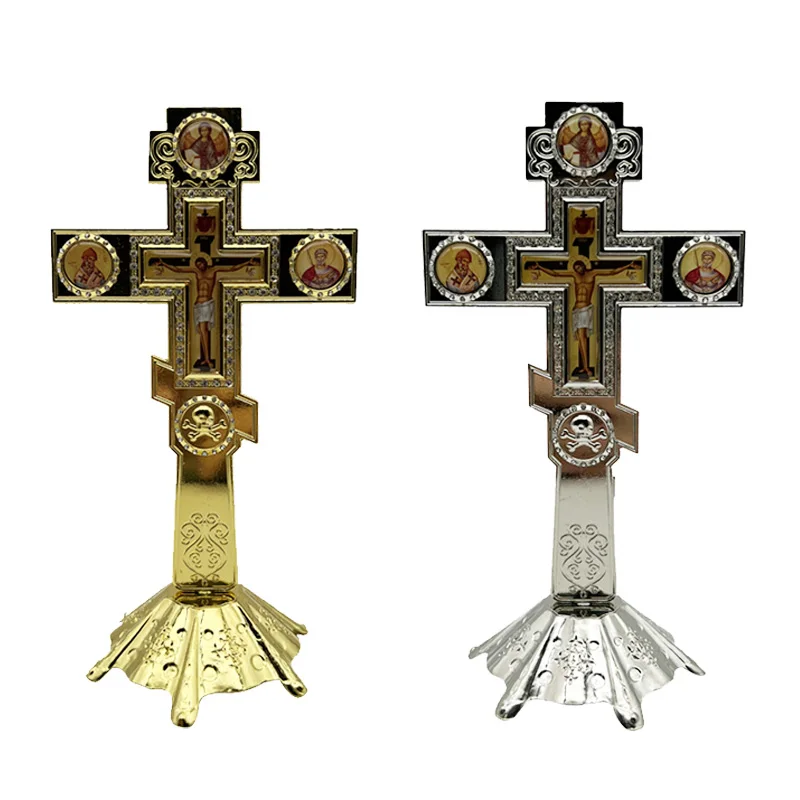 Orthodox Crucifix Religious Items Gold and Silver Cross Decoration Large Jesus Catholic Christ Church Supplies Cruces Religiosas