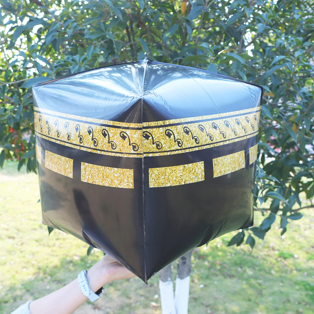 1 Stück 22 Zoll 4D Quadratischer Folienballon Eid Mubarak Ramadan Umrah Mubarak Kareem Hijab Muslimisches Islamisches Festival Party Dekoration