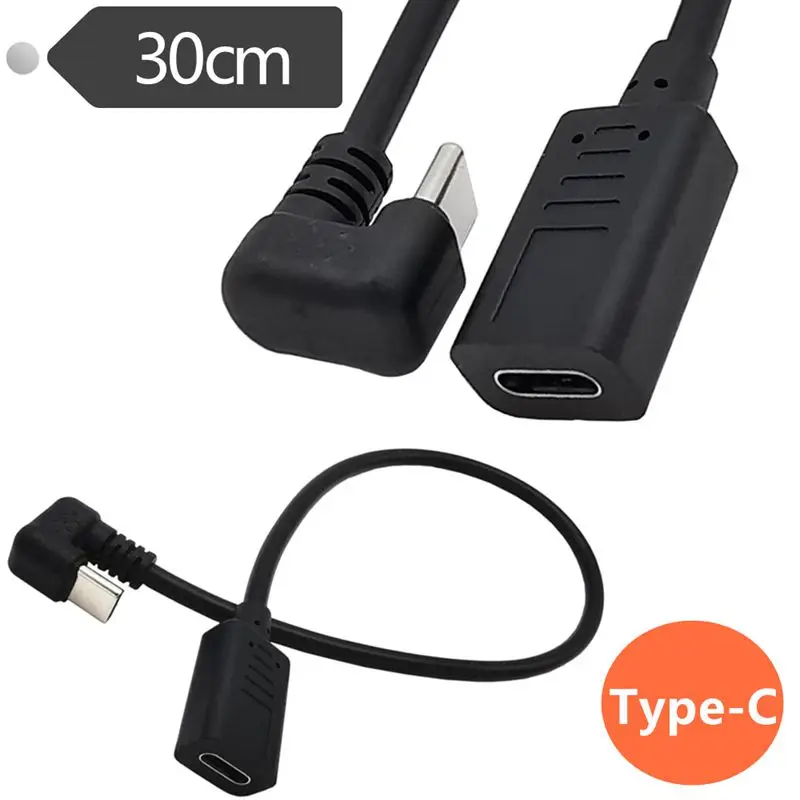 0.3m U-Shaped Elbow 3.1 Type-C Extension Cable Male to Female Data Extension Cable 90 Degree Elbow USB-C Adapter Cable