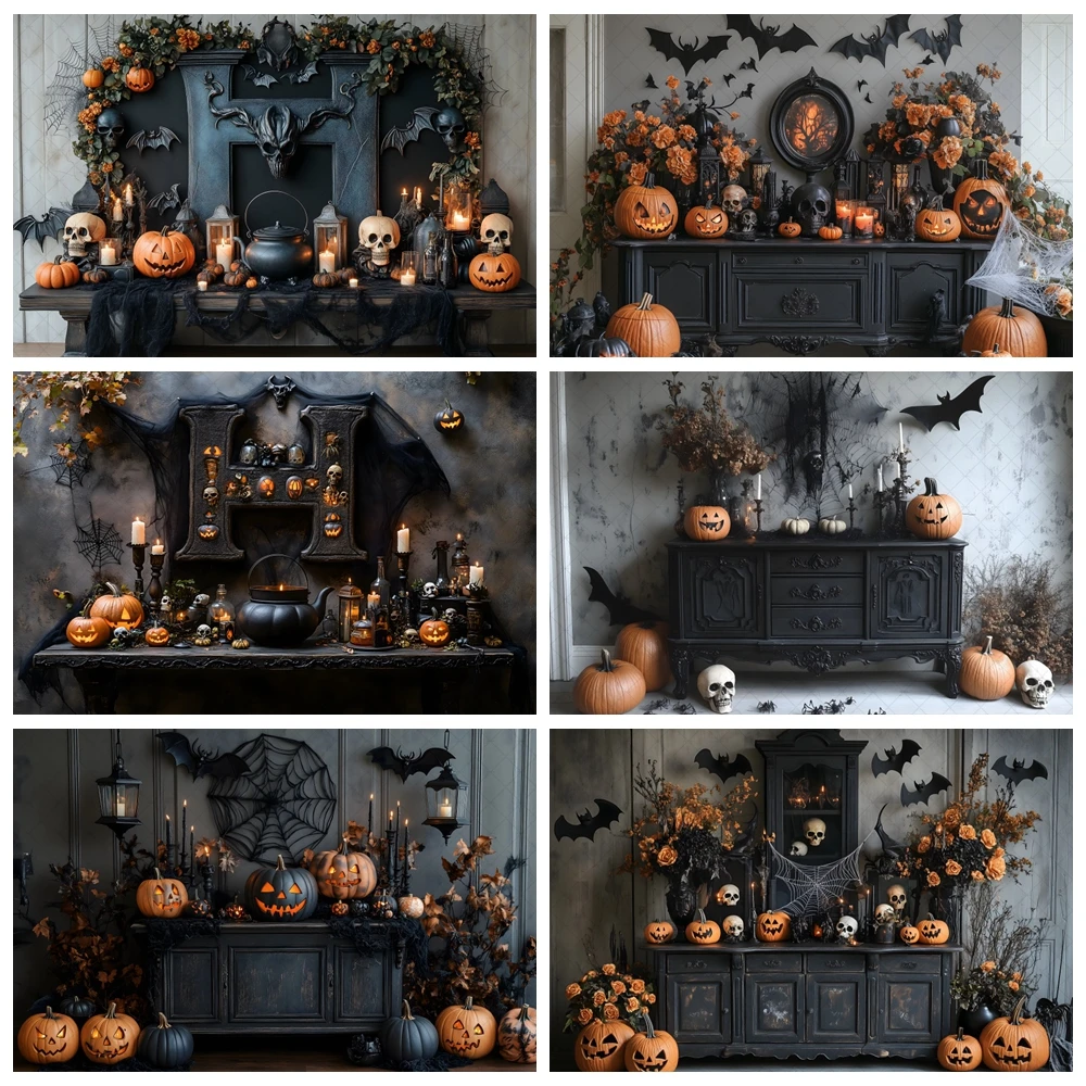 

Halloween Night Photography Background Spooky Castle Pumpkin Kids Birthday Family Portrait Decor Backdrop Photo Studio