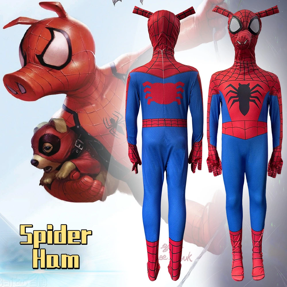 

Spider Man: Into The Spider Verse Peter Benjamin Porker Spider Ham Leggings Halloween Cosplay Fun Play Set Anime Party Costume