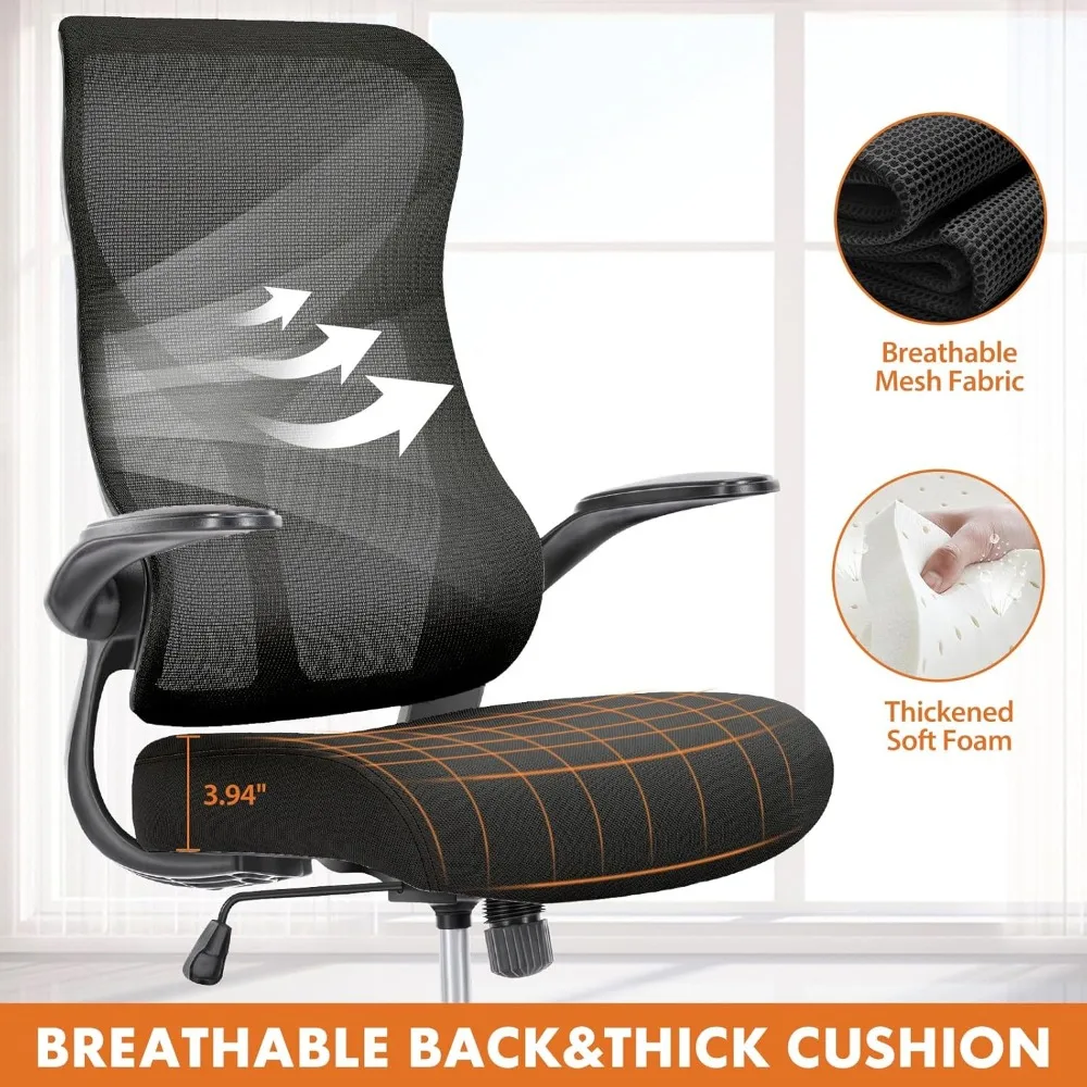 Ergonomic Office Desk Computer Chair, Comfy High Back Swivel Rolling Home Mesh Gaming Chairs with Wheels, Lumbar Support.