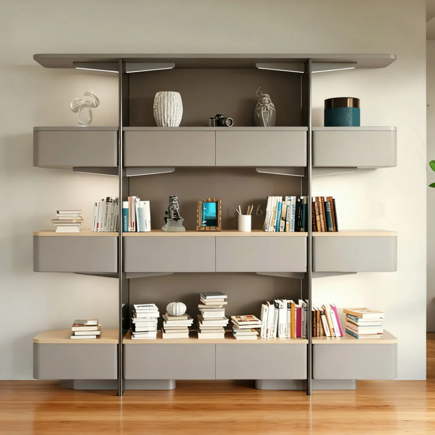 New paint, bookshelf, bookcase shelf, Italian style, upright multi-layer storage rack, floor partition display rack