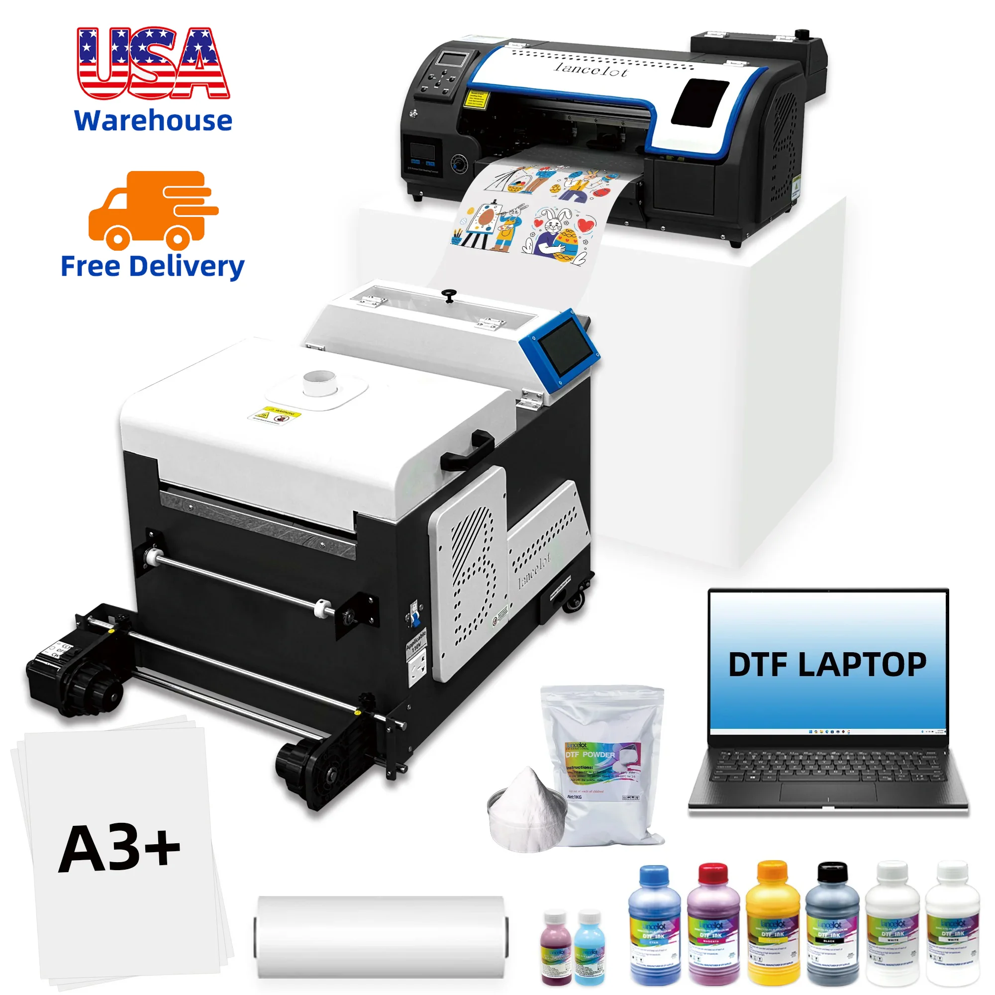 Lancelot Auto-Maintenance M1630 Pro-DTF Printer Machine-Doubled Speed Over L1800 with Auto-Powder Shaker Dryer,White Ink Circula