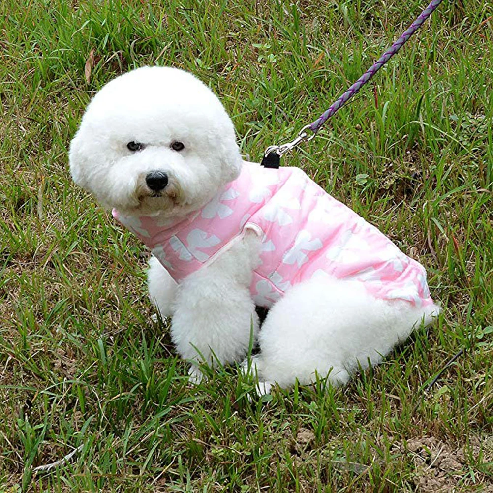 

Pet Dog Warm Cotton Waterproof Vest Pink Size M Autumn Winter Jacket Breathable Sport Dog Apparel Pet Supplies