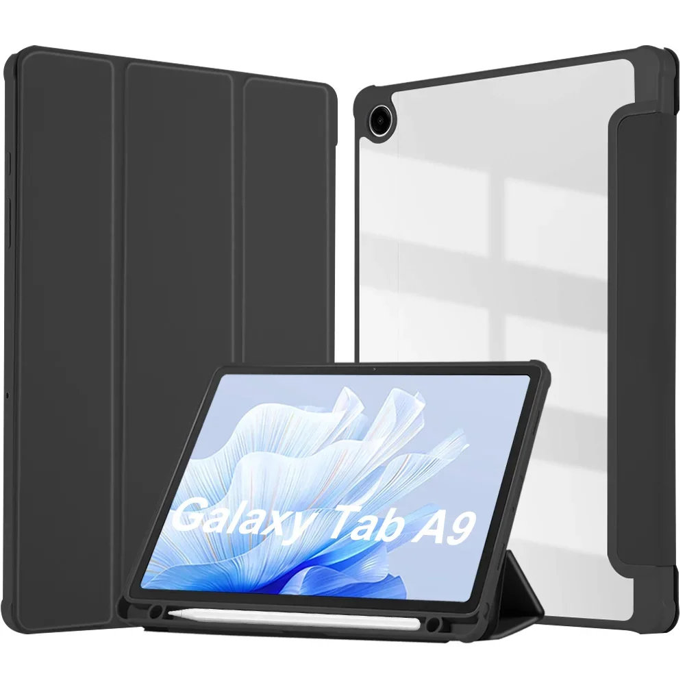 Tri-fold Protective Case for the Samsung Galaxy Tab A11 Plus/A9 Plus/A11 8.7/A9 8.7-inch; Magnetic Flip Cover with a Stylus Slot