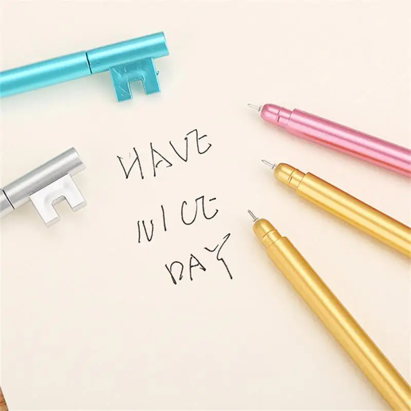 Creative Key Neutral Pen Lovely Cartoon Key Learning Office Retro Water-based Pen Stationery Vintage Handle School Stationery