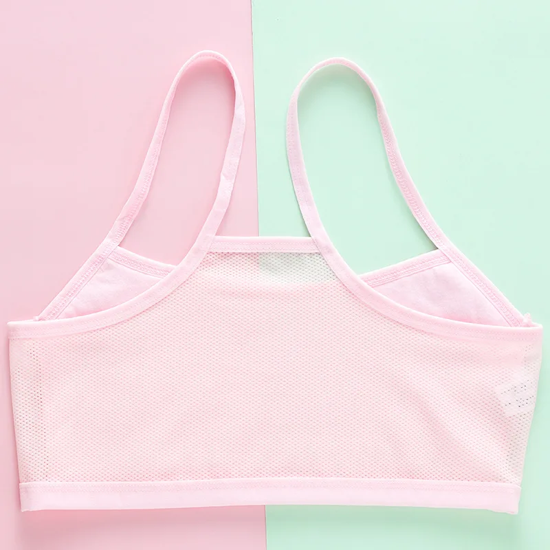 Teenage Girls Training Bras Thin Strap Cami Bra Middle High School Students Soft Cotton Mesh Bra Teens Daily Underwear