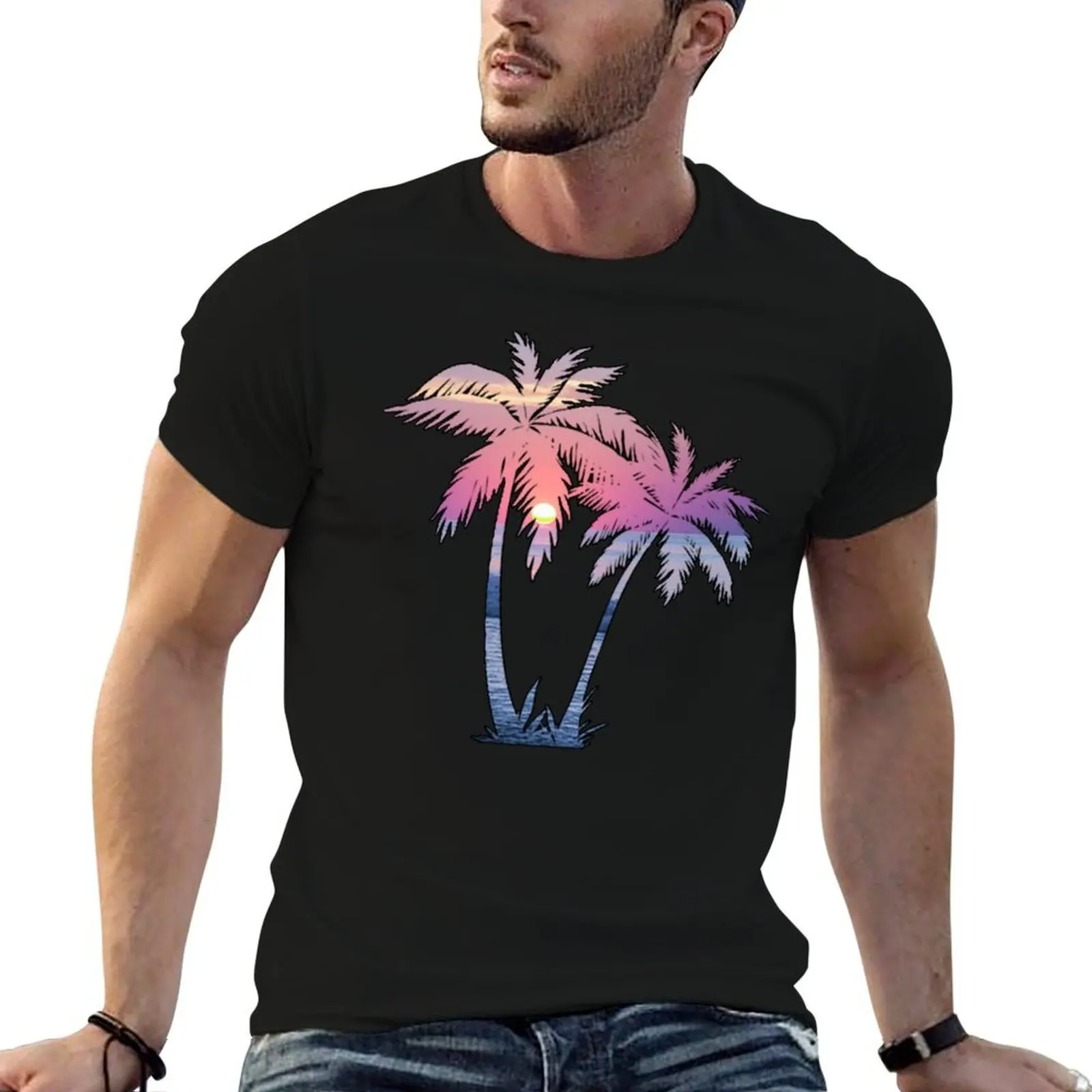 

Palm Tree , Palm Tree Gifts , California Palm Tree , Sunset T-Shirt cotton t shirts high quality T-Shirt