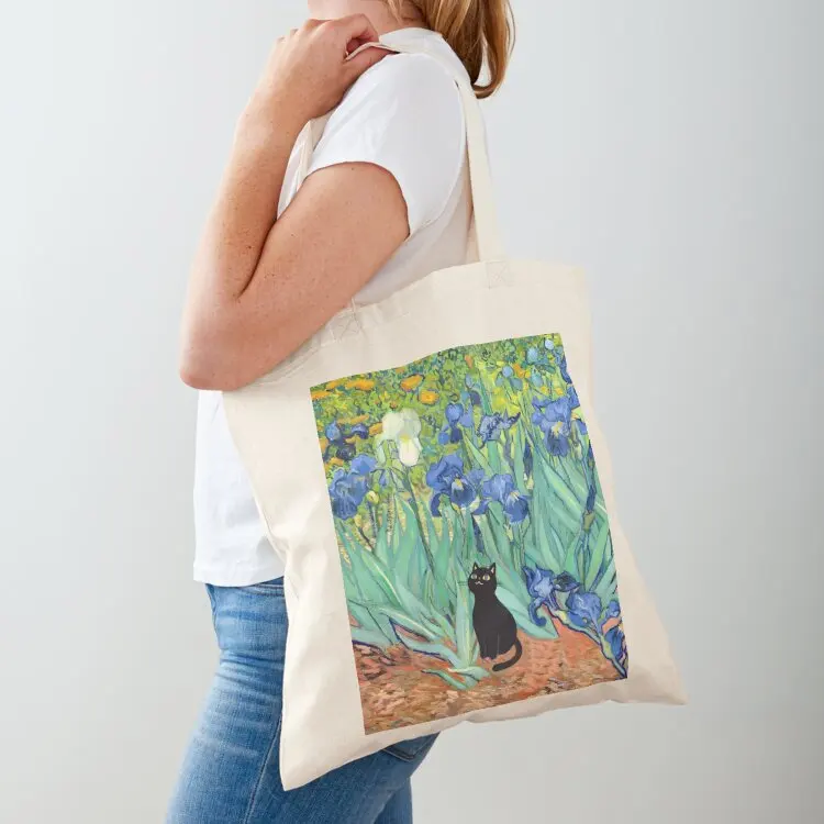 

Van Gogh Irises Cat Tote Bag reusable grocery bags Cloth bag canvas tote bag tote custom