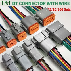 5/10/100 Sets 2-12Pin Waterproof DT Connector Male Female Connectors with 18AWG 15CM Wires For Automotive Electrical Connection