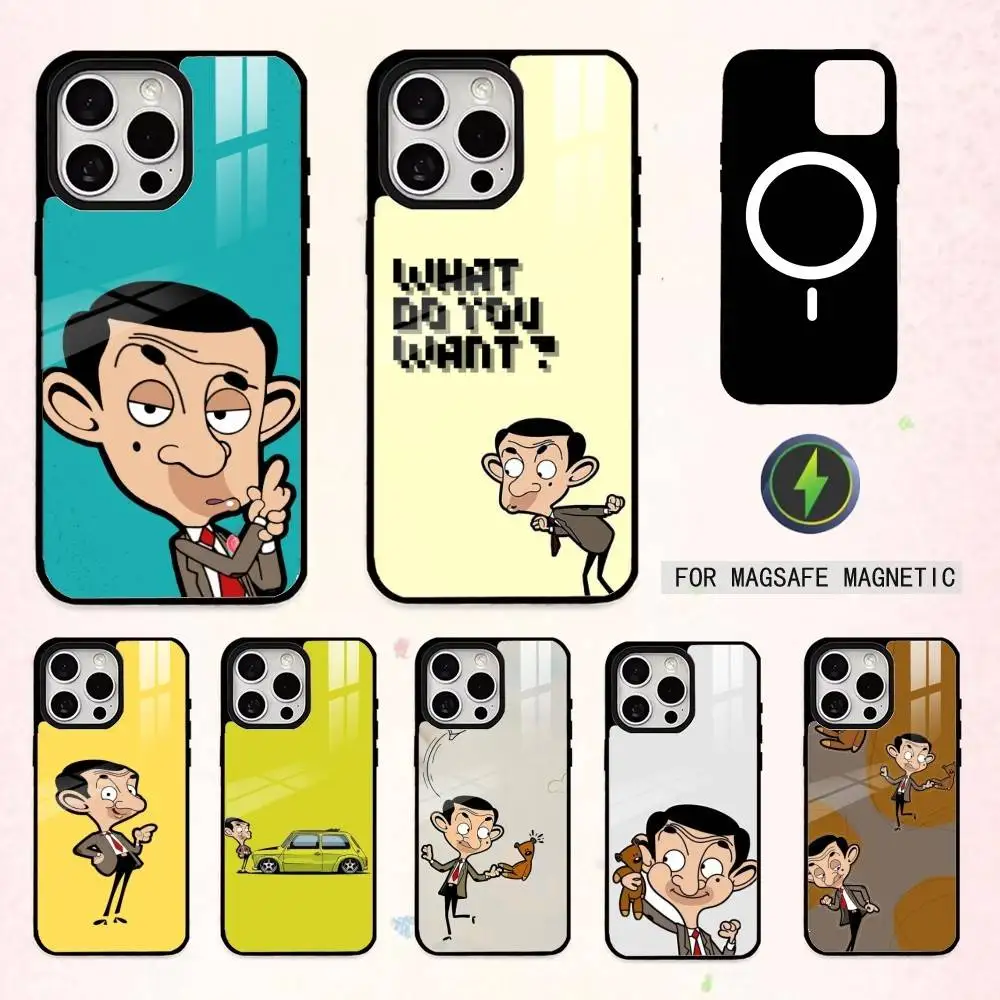 

F-Funny Mr B- BeanS Phone Case For iPhone17,16,15,14,13,12,11 Plus,Pro Max Magnetic For Magsafe Wireless Charging