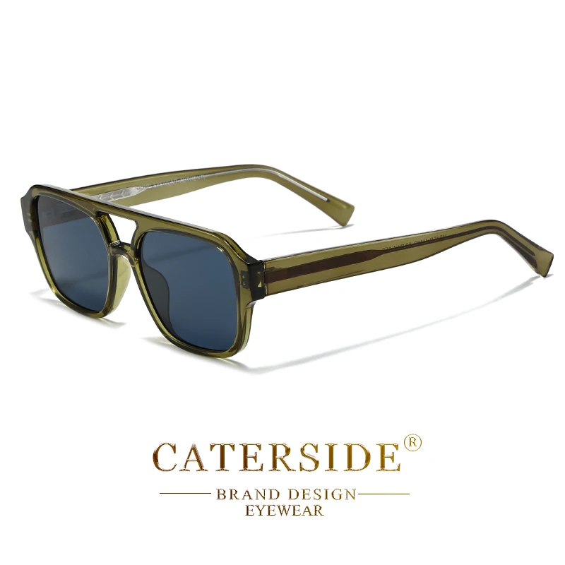 CATERSIDE Classics Herren-Sonnenbrille mit flachem Oberteil und doppeltem Brücken-Design, Sonnenbrille für Damen, Outdoor, Reisen, Strand, ideale Wahl für Geschenke – Detail 13