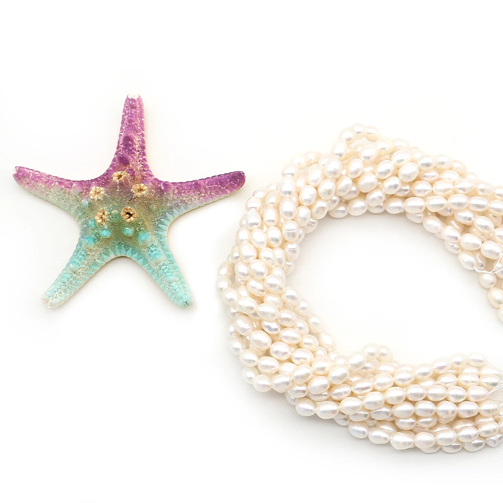 Light Luxury Natural Freshwater Baroque Non-threaded Straight-hole Rice-shaped Loose Beads DIY Jewelry Gifts for Necklaces