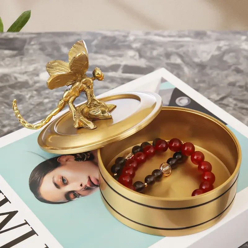 Light luxury copper ornaments, making jewelry box room creative European storage box decoration model room