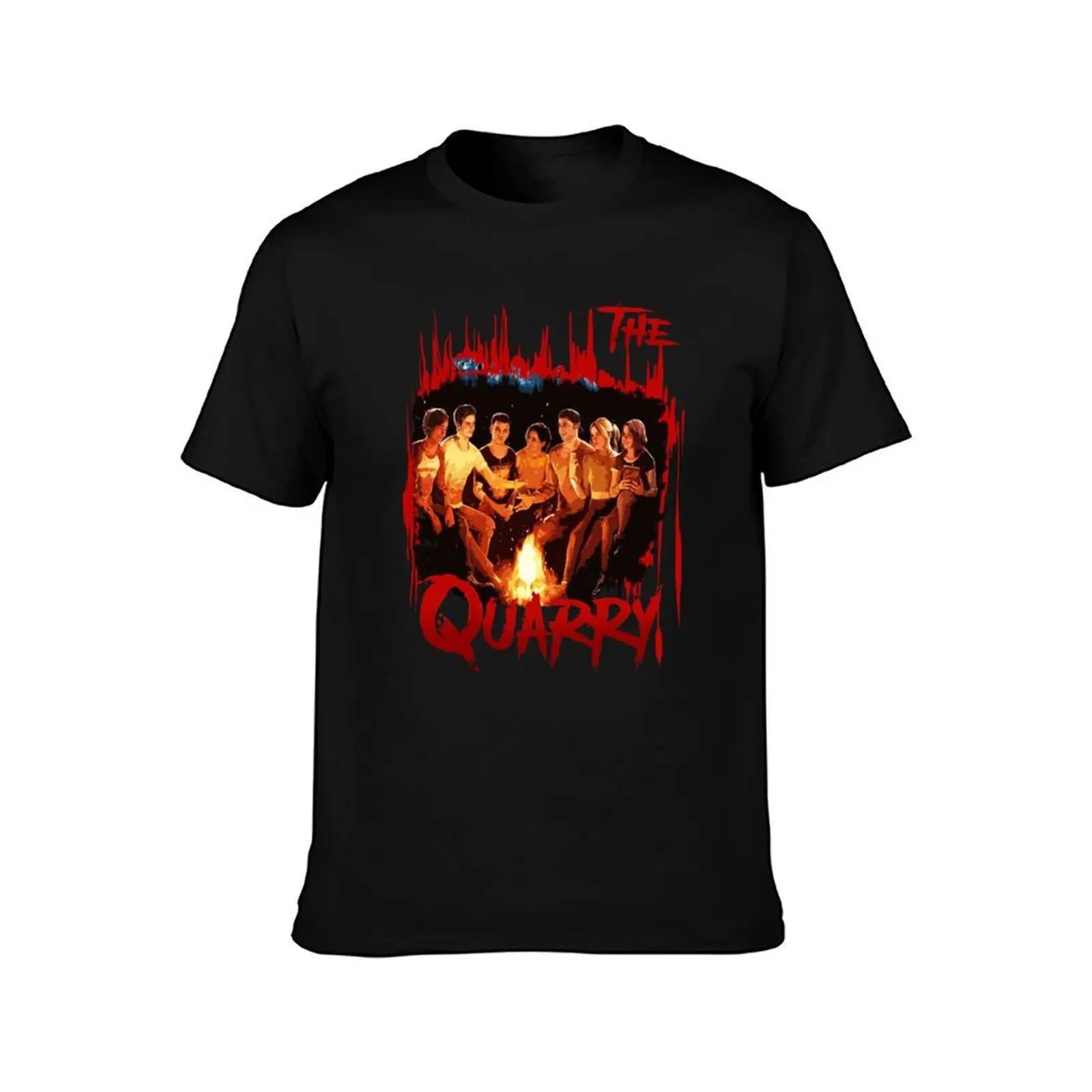 squads quarry T-Shirt, Summer Casual Cotton Tee, Oversized Streetwear Tops, Vintage Graphic Print, Loose Fit Short Sleeve