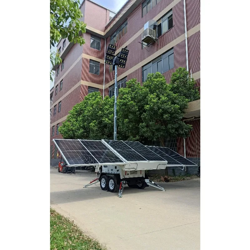 Soundproof Mobile Diesel Lighting Tower With Compact Towable Trailer For Noise Sensitive Urban Construction Zones