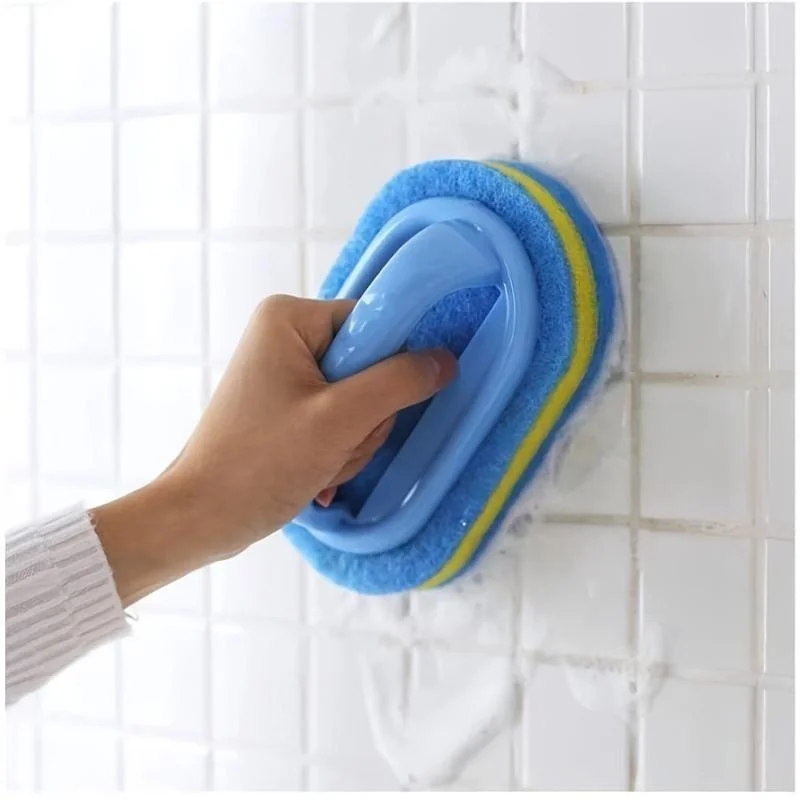 Sponge Cleaning Brush With Handle Bathtub Tile Scrub Brush Kitchen Bathroom Cleaning Sponge Brush Household Cleaning Supplies