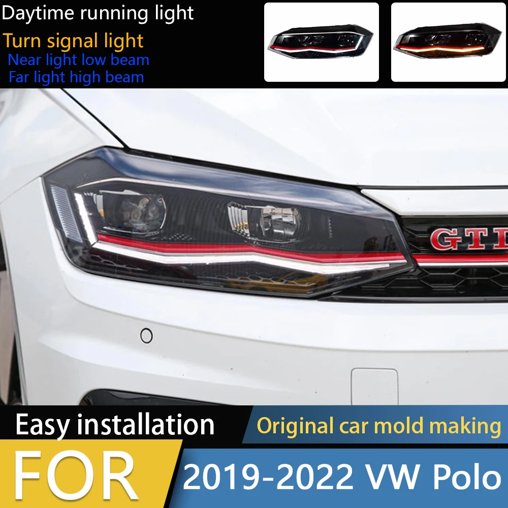 

Car Styling Head Lamp for VW Polo LED Headlight Projector Lens 2019-2022 Polo Headlights Signal DRL Automotive Accessories