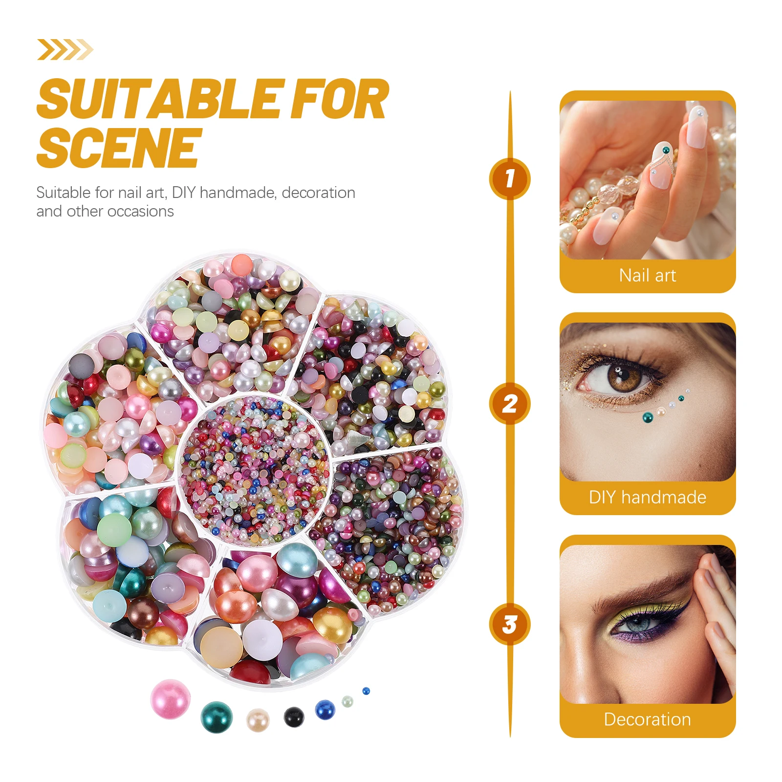 

5600 Pearls for Nails Craft Delicate Half Charms Artificial Replaceable ABS Lightweight Non Fading Pearl Accessories Manicure