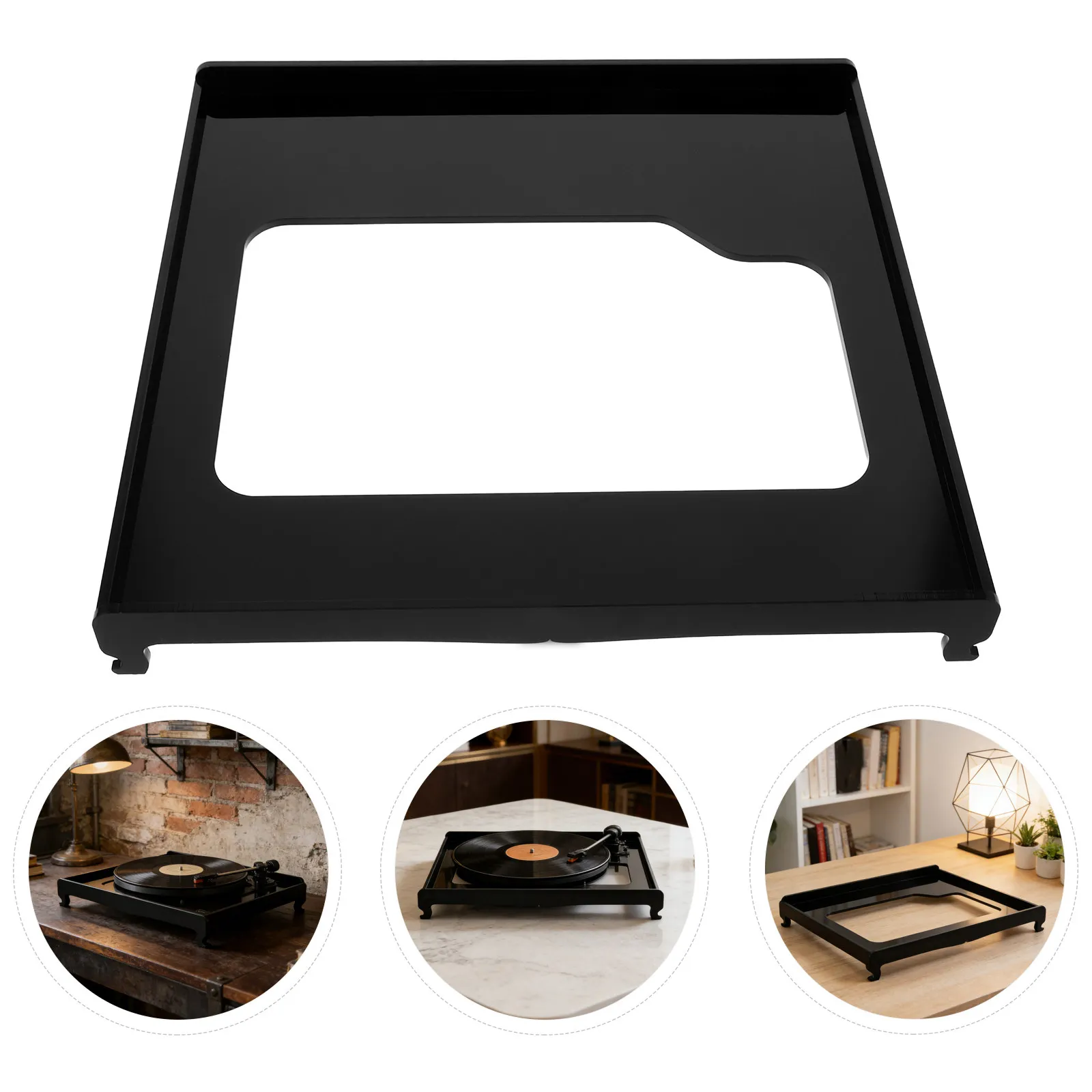 Vinyl Record Player Table Black Turntable Isolation Base Acrylic Anti-Vibration Platform Sound Clarity Tool for Audio Equipment