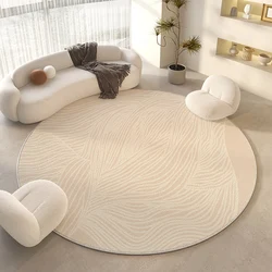 Cream Style Rugs for Bedroom Thicken Anti-slip Bedside Floor Mat Round Living Room Decoration Line Carpet Fluffy Soft Lounge Rug