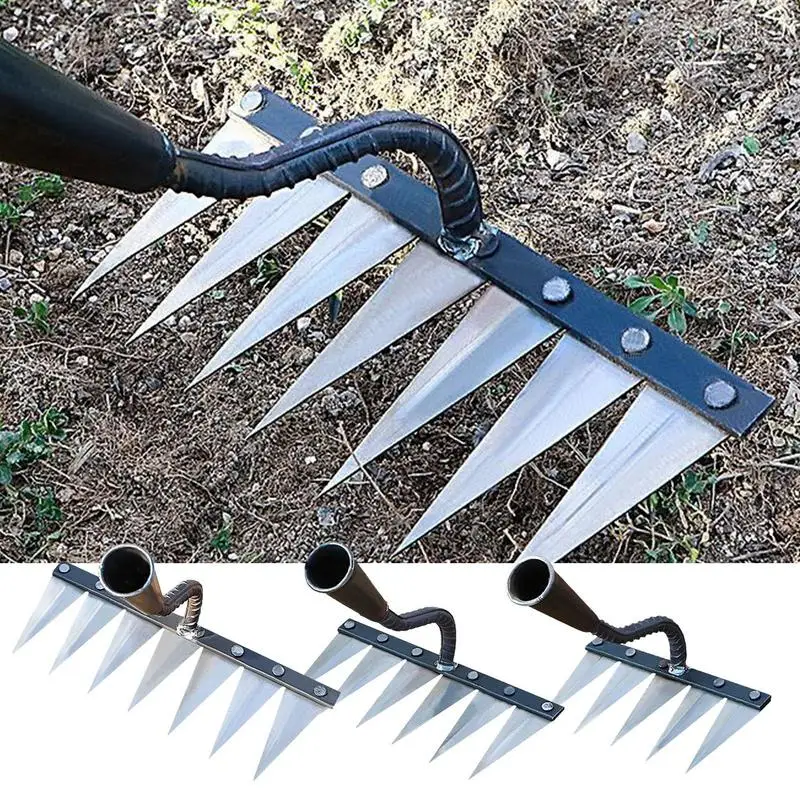 Weeding Hoe Rake Farm Tool Weeding Scarifier Agricultural Tools Tooth Nail Soil Harrow Gardening Weeding Tools Cultivator Rakes