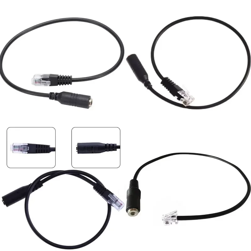 High Quality Black Crystal Head Adapter Auxiliary Jack Computer Headset Conversion Cable Wholesale