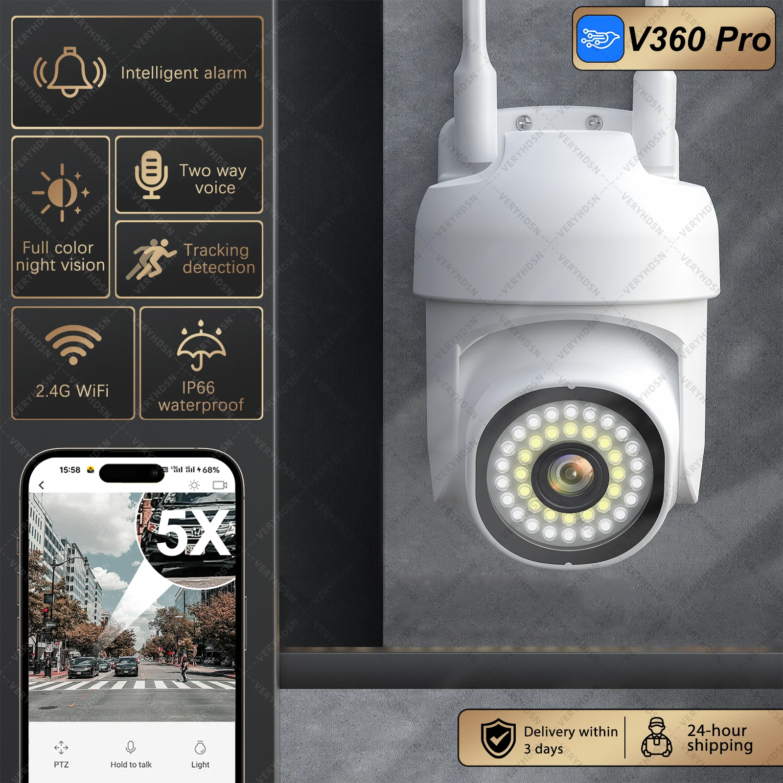 8MP PTZ IP Camera Wifi Wireless Security Surveillance Cameras Outdoor AI Human Tracking Two-way Audio Cam HD Night Color 5X Zoom