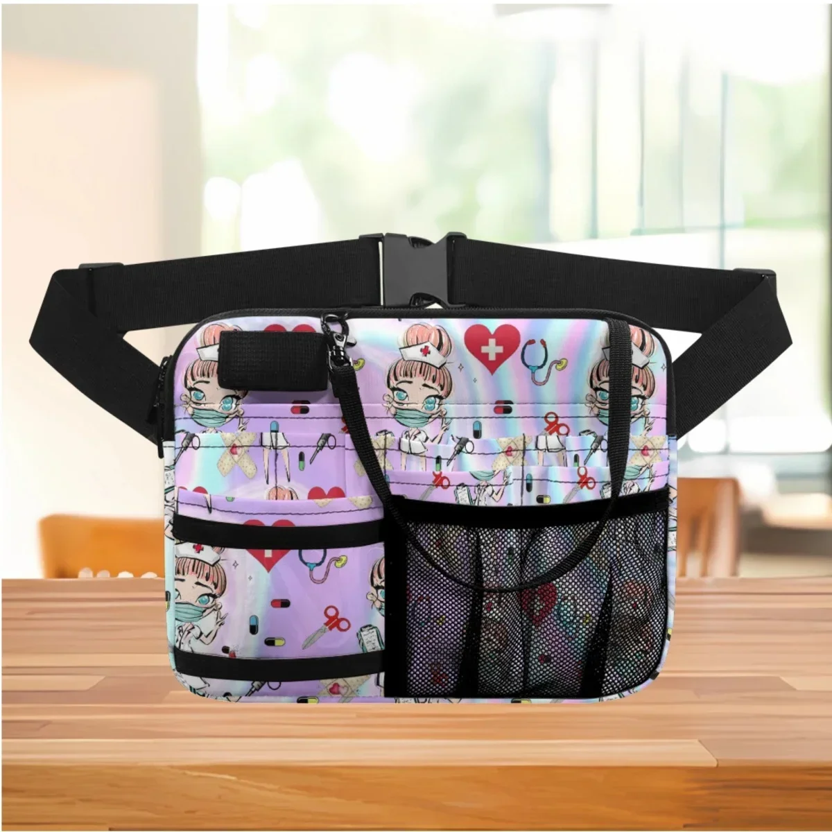 

Women Nurse Fanny Pack for Stethoscopes Bandage Scissor Belt Organizer Bum Bags Multi Pocket Organizer Pouch Print on Demand