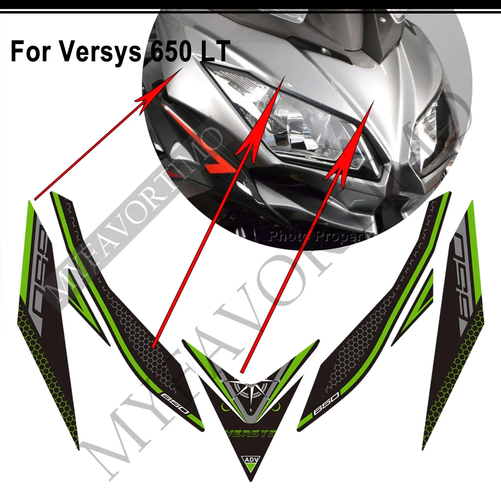 Stickers Decals Tank Pad Protector Kit Knee Wind Deflector Windshield Windscreen For Kawasaki Versys 650 LT Touring Motorcycle