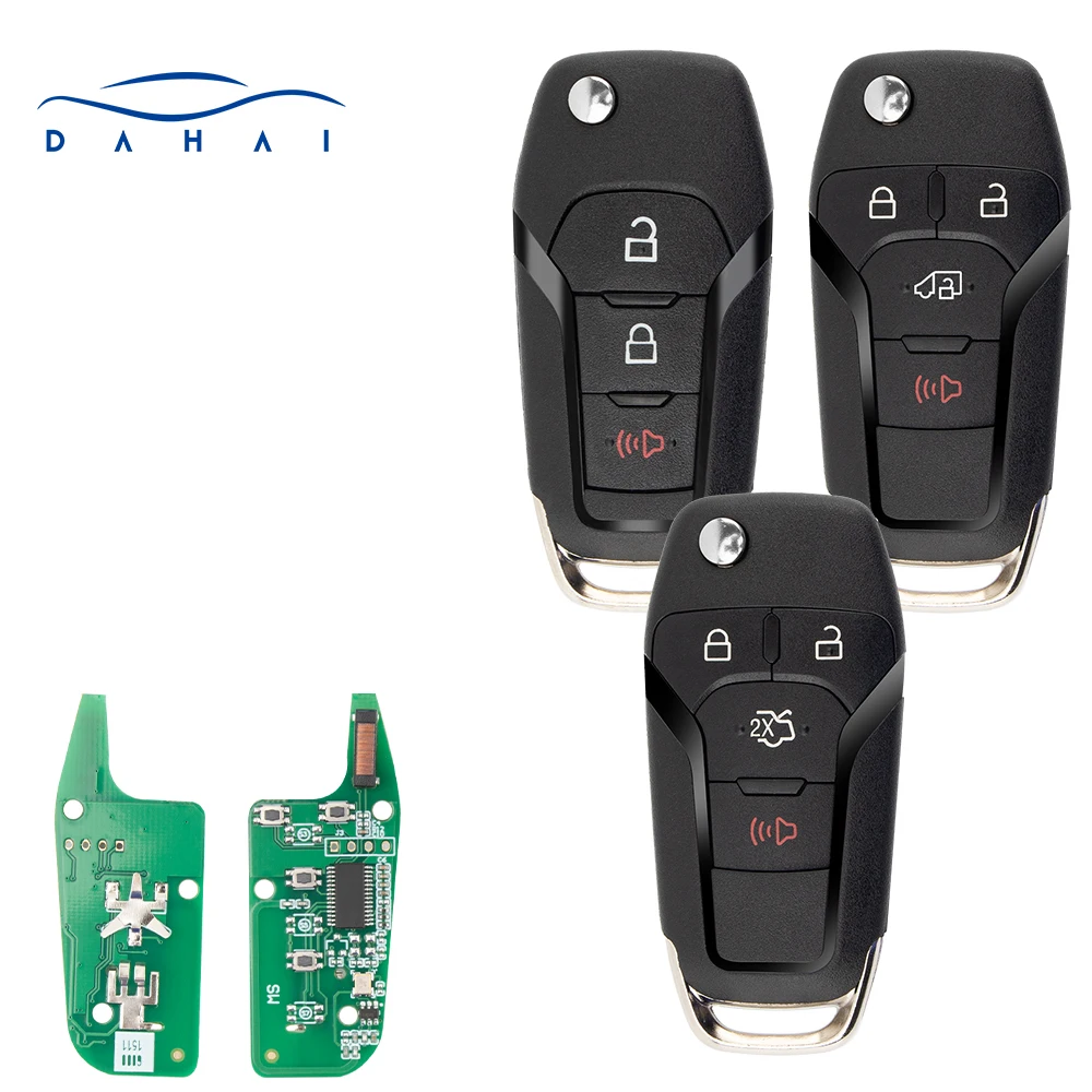 Dahai-chave de controle remoto do carro, Auto Flip Fob, Chip ID49, 315Mhz, apto para Ford Escort Fusion, trânsito, F150, F250, 2013-2016, N5F-A08TAA