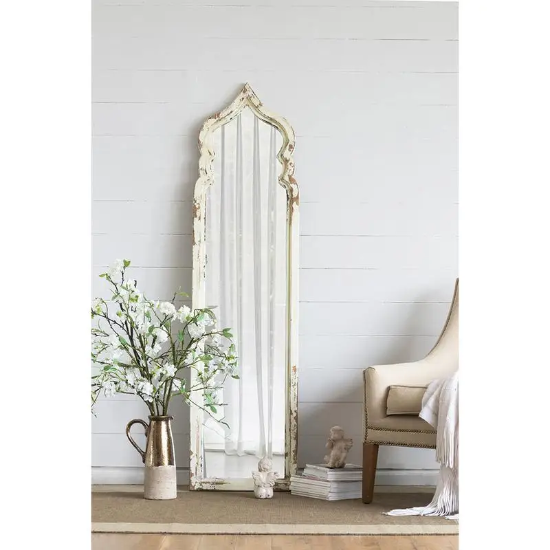 

19"x1.6"x73.2" Oversized Full-Length Floor Mirror, Vintage White Shabby Chic Wooden Frame for Leaning in Bedroom or Living Room