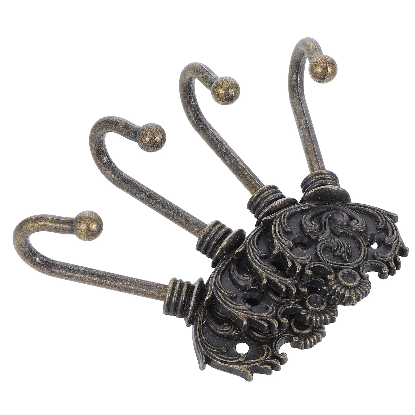 4Pcs Rustic Wall Hooks Bronze Finish Vintage Metal Hangers for Towel Coat Hat Purse Decorative Entryway Home Decor Mount