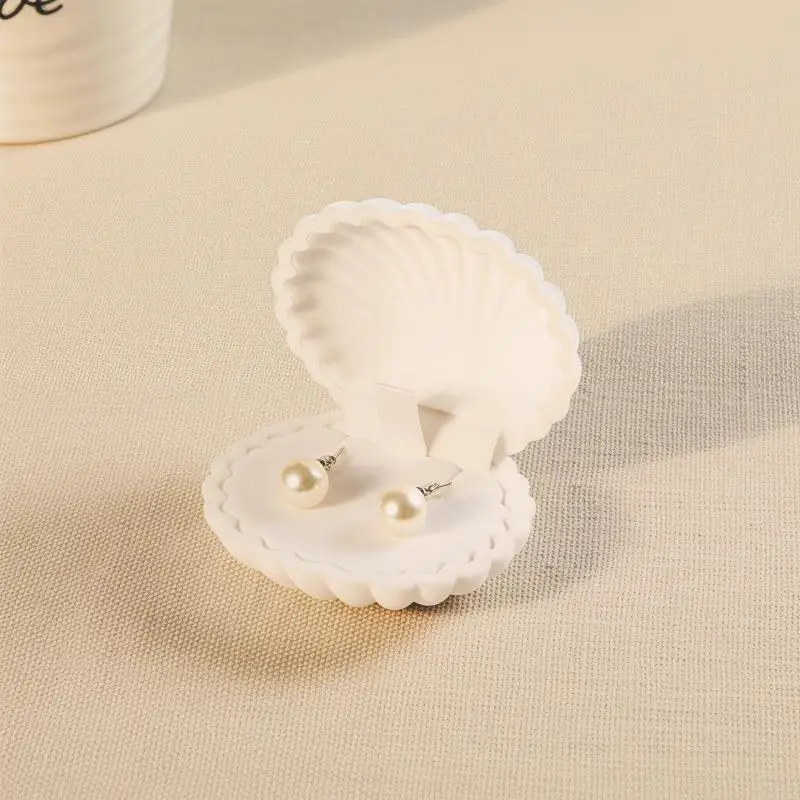 Shell Crown Star Flocked Jewelry Box Adorable Shaped Small Storage Case for Rings Necklaces Perfect Valentine's Day Gift for Her