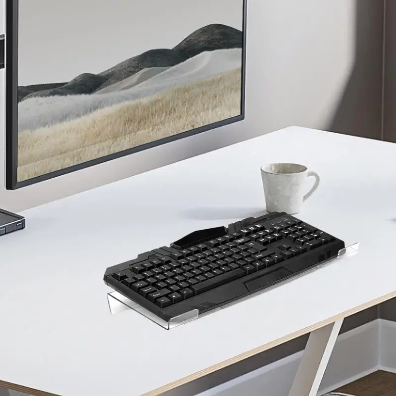 Computer Keyboard Stand Comfortable Tilted Keyboard Holder Clear Ergonomic Typing Acrylic Keyboard Riser Desk Keyboard Lifter