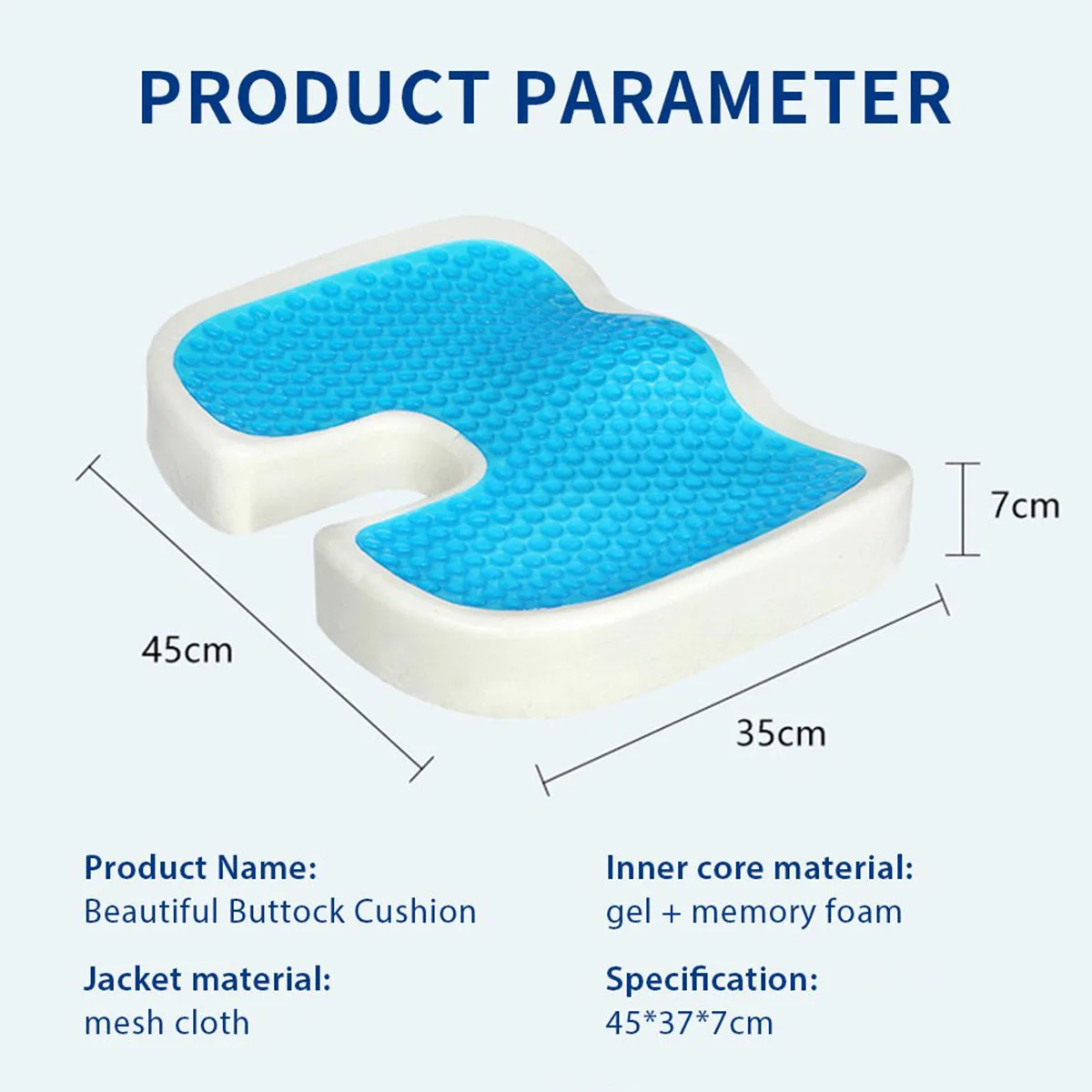 Car Gel Orthopedic Memory Cushion New U-Shape Travel Seat Cushion Desk,Work,Gaming Accessories Sciatica Chair Cushion Pad