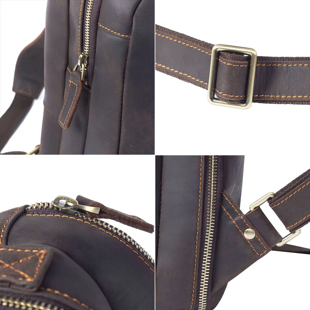 S.WORKER Vintage Echtleder-Rucksack für Herren, klassischer Schulrucksack, 14-Zoll-Laptop-Tagesrucksack, Crazy Horse Rindsleder-Tasche, Preppy-Stil – Detail 11