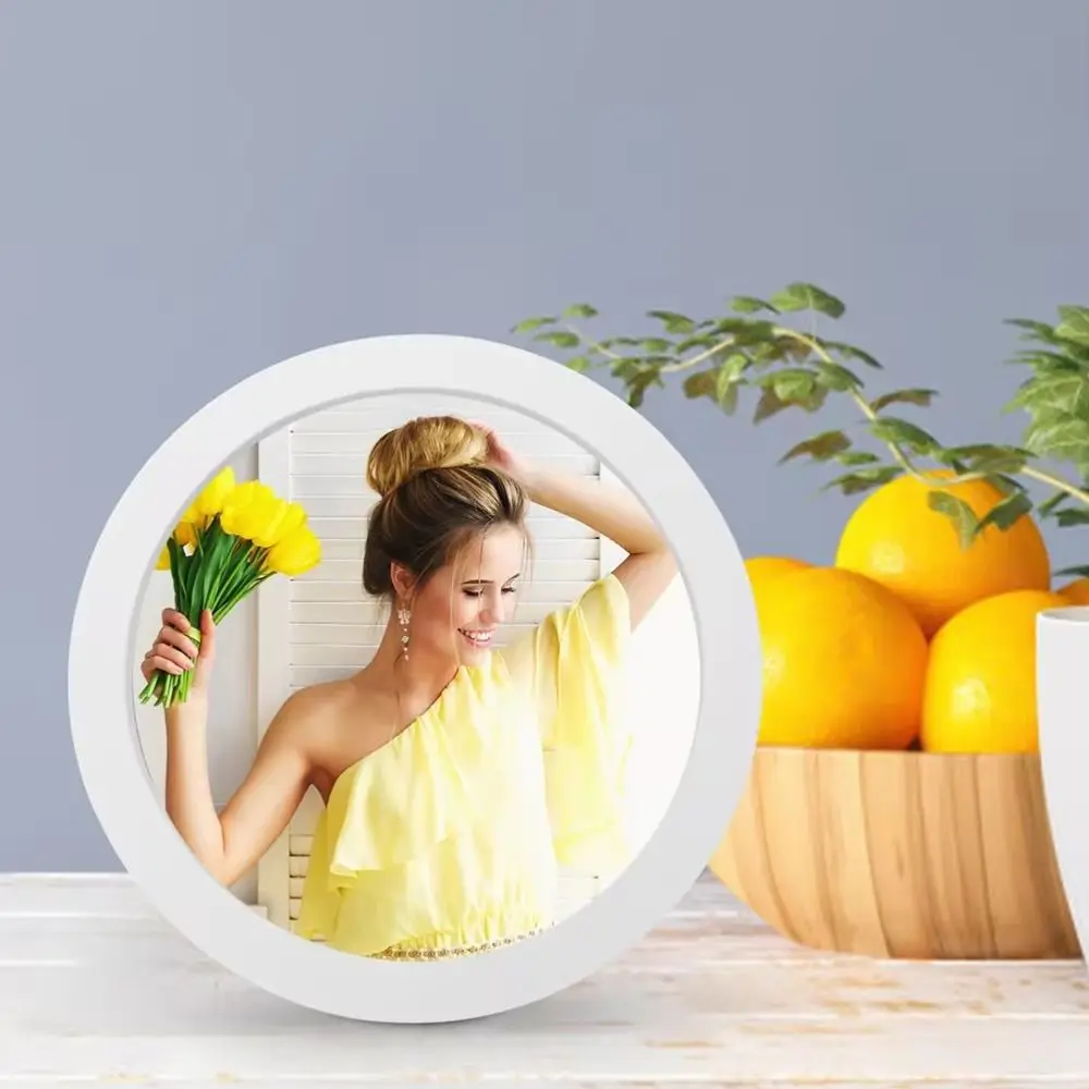 Handmade Work Bracket PVC Round Square Picture Photo Frame DIY With Stand Nail Art Jewelry Decoration Desktop Ornament