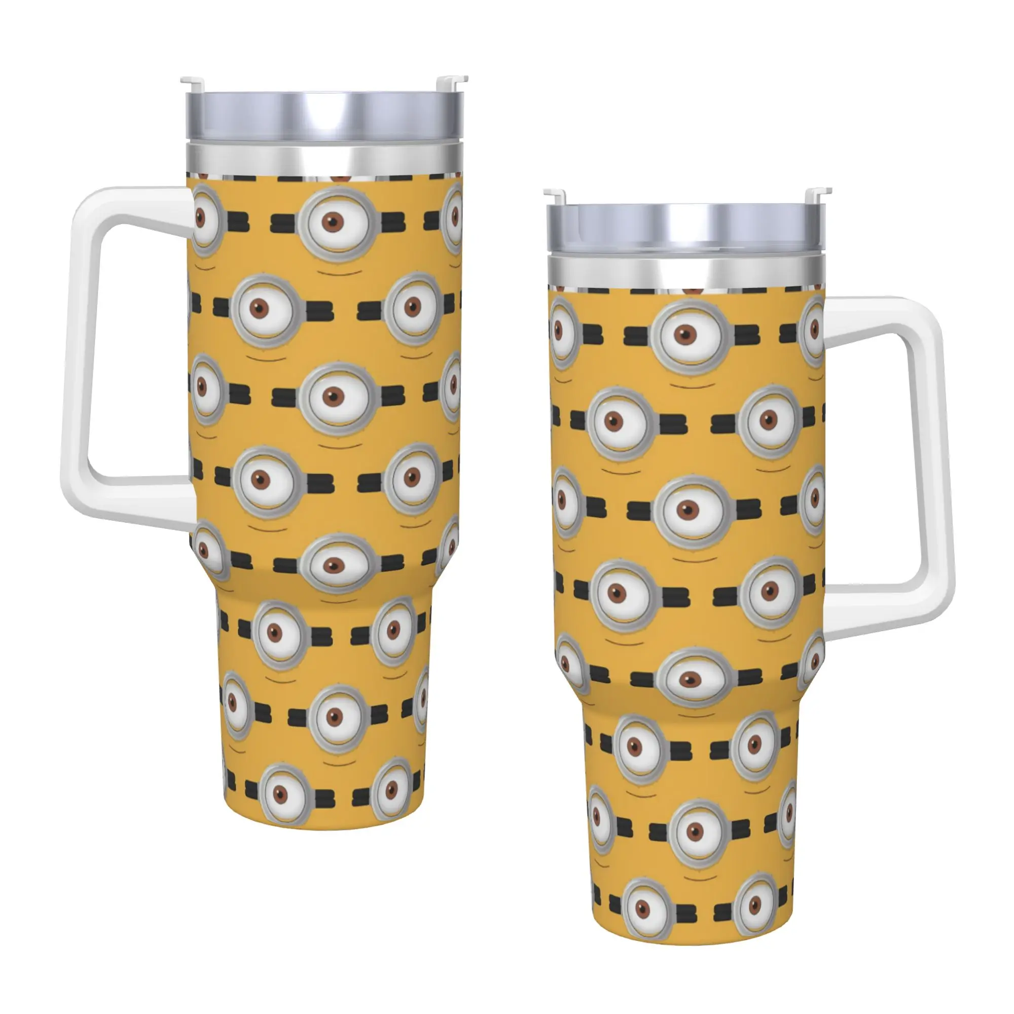 Stainless Steel Tumbler Cartoon M-Minions Print Thermal Cups  Leakproof Hot Drinks Car Mugs Beach Graphic Water Bottle