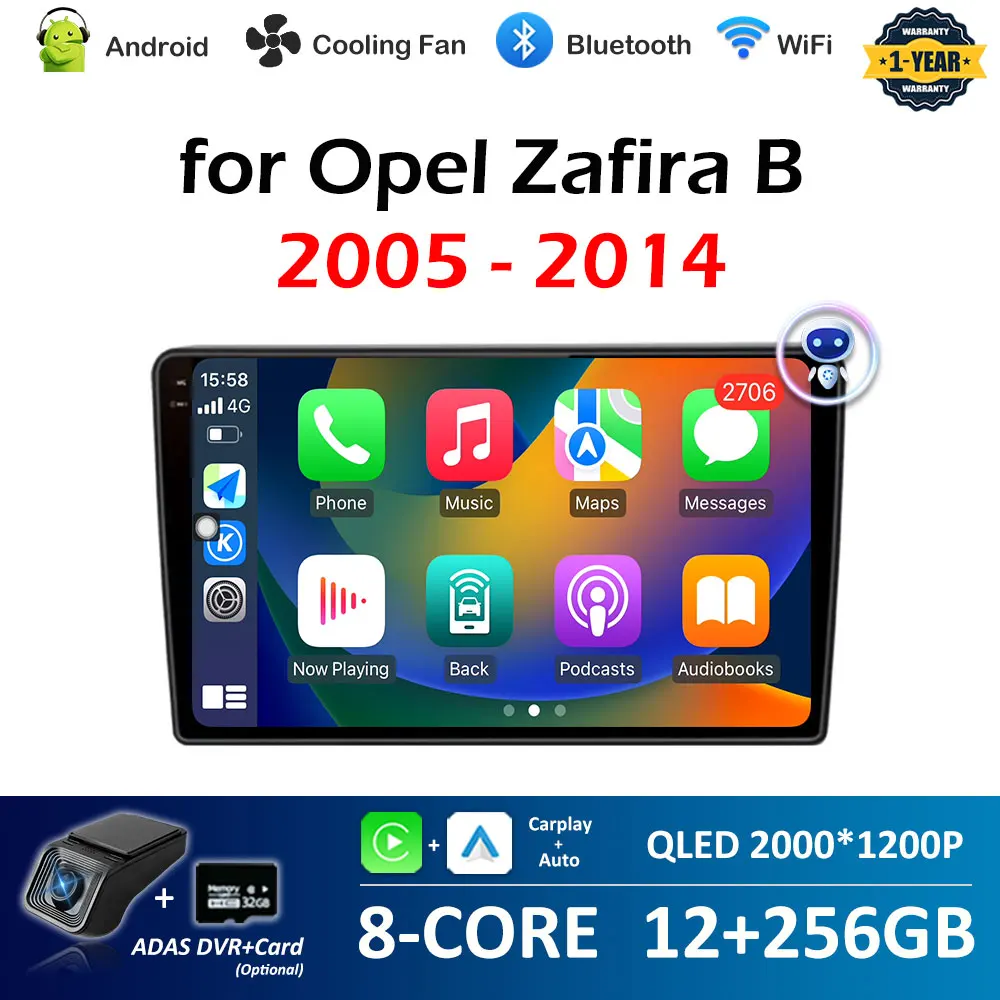 

DSP Stereo 9 inch Wireless Carplay for Opel Zafira B 2005 2006 2007 2008 - 2014 Android Auto Bluetooth GPS Navigation No 2din 4G