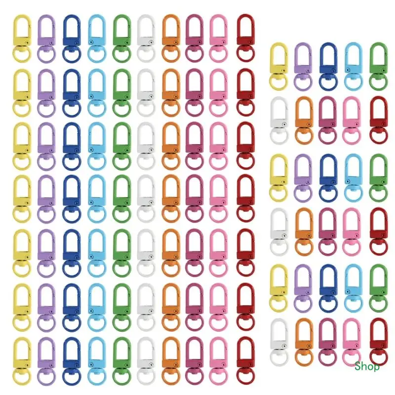 Dropship Pack of 100 Colorful Hook Rotating Keychain Hooks Alloy Lobster Clasps Carabiner Clasp DIY Crafting Supplies