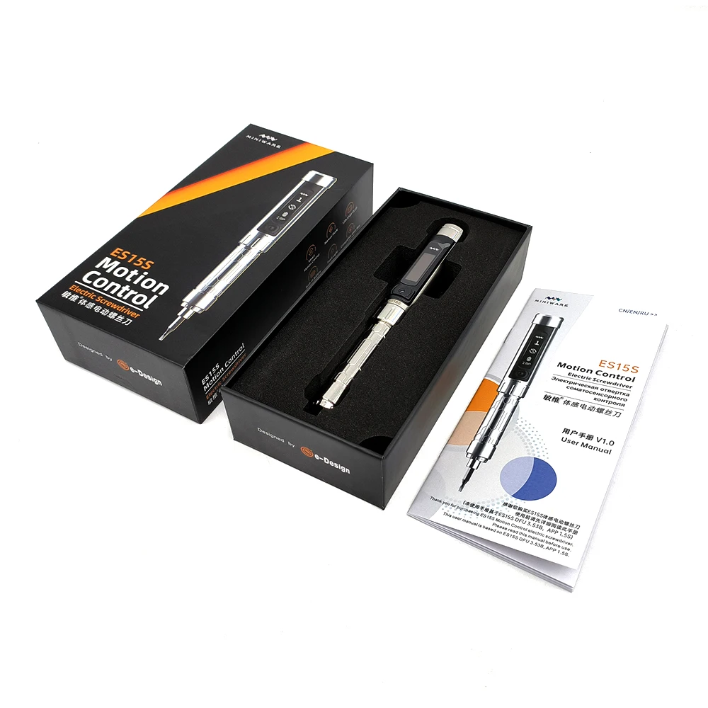 MINIWARE ES15S Intelligent Motion Control Electric Screwdriver USB Chargeable Cordless Screwdriver 24pcs 4mm Bit Set LED Lights