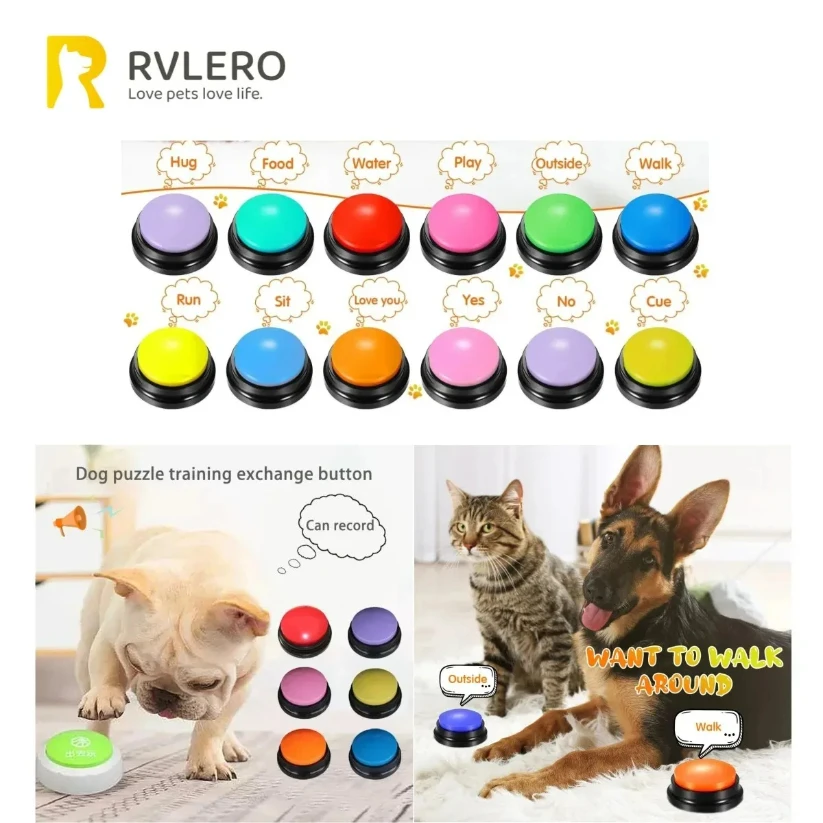

Dog Communication Buttons Voice Recording Button for Pet Training Buzzer 30 Second Record Playback Funny Gift for Talking Pet