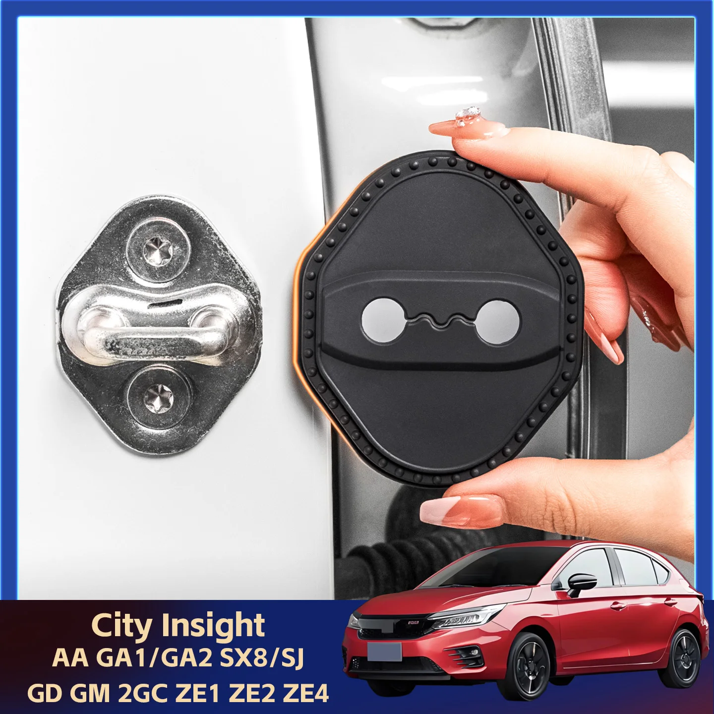 2/4Pcs Silicone Car Door Lock Cover Protective Decoration Case For Honda City Aa GA1/GA2 SX8/SJ Gd Gm 2GC Insight ZE1 ZE2 ZE4-image