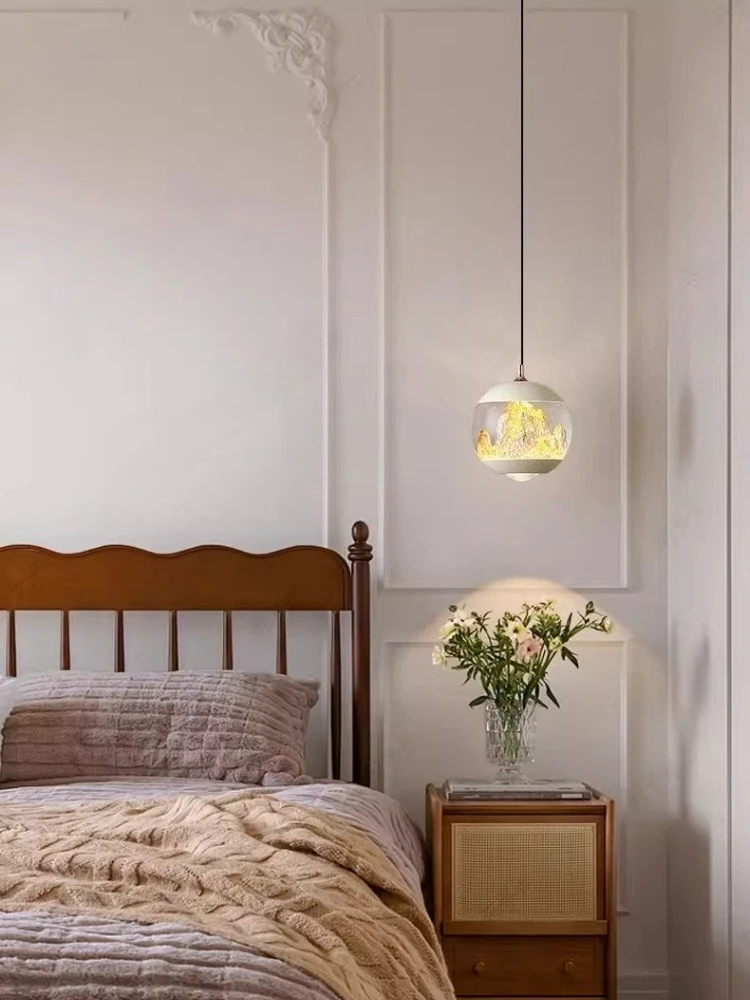 Italian minimalist snow mountain lift bedroom bedside small chandelier modern light luxury entrance restaurant light