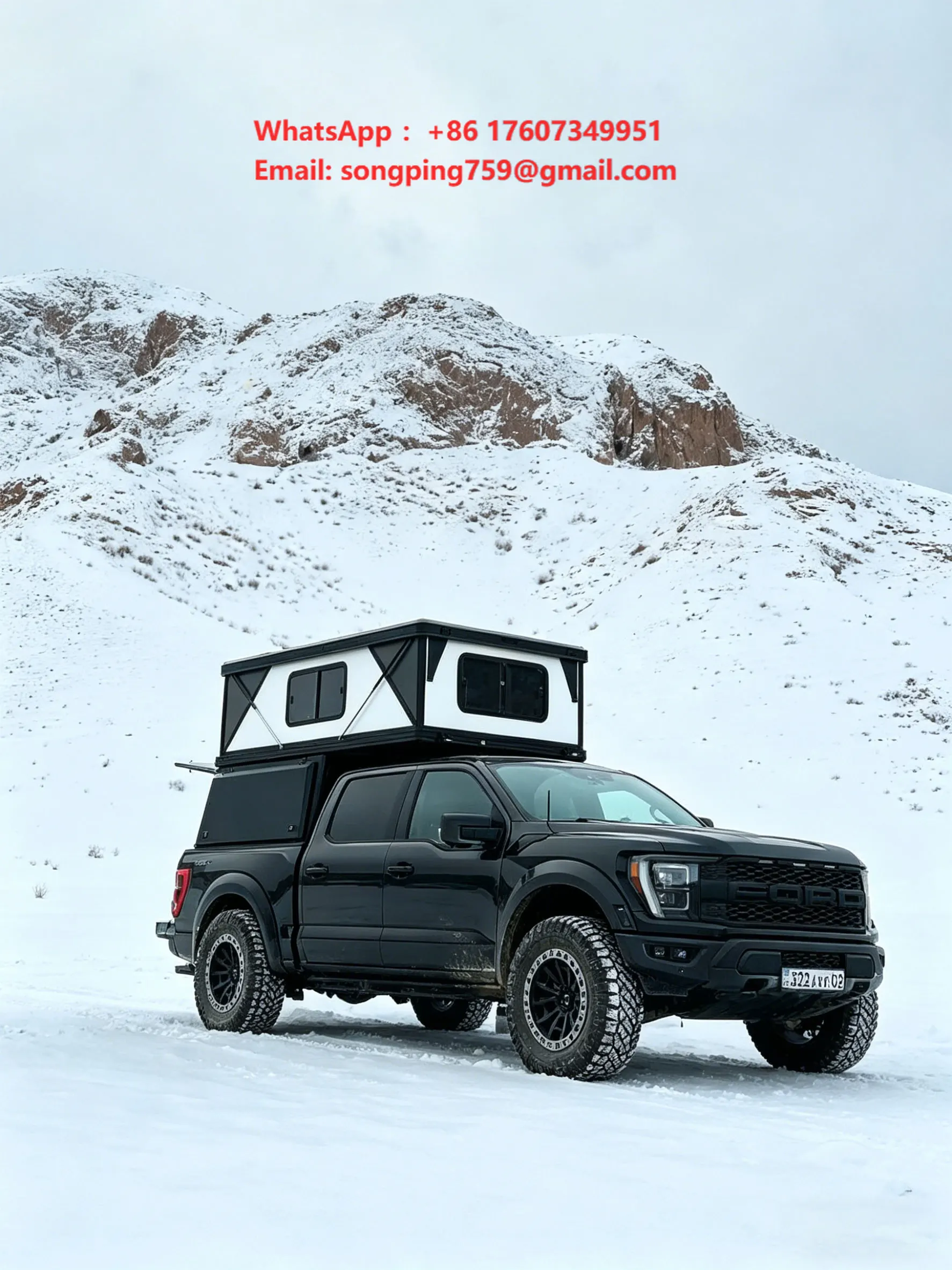 Outdoor Camping Hard Shell Roof Top Tent Aluminum Pop-Up Truck Camper for F150 Tacoma