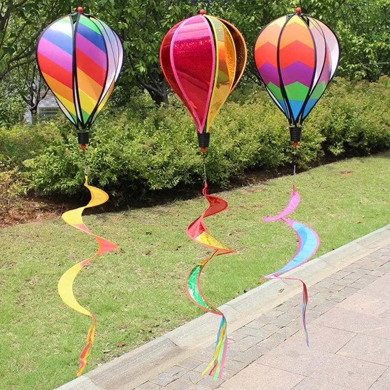 Hot Air Balloon Wind Spinner Pinwheels Rotating Sequins Windmill Ornament C5AD